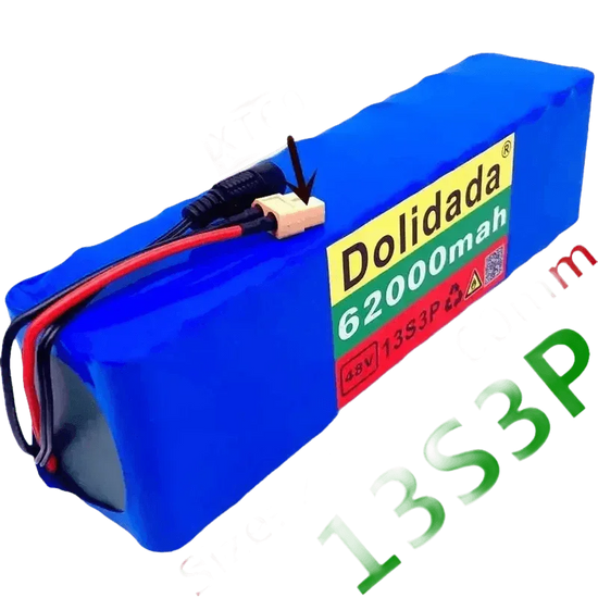 Blue 48V 62Ah Lithium Battery Pack 1000W 13S3P - GiFTiFY