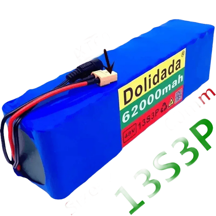 Blue 48V 62Ah Lithium Battery Pack 1000W 13S3P - GiFTiFY