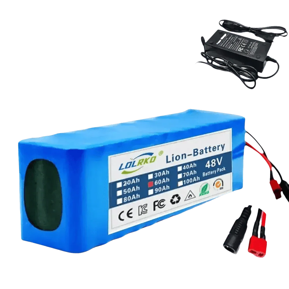 Blue 48V 90Ah Lithium-Ion Battery Pack with Charger - GiFTiFY