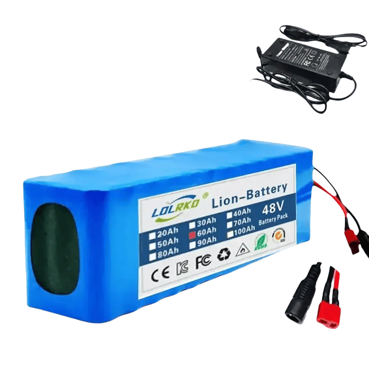 Blue 48V 90Ah Lithium-Ion Battery Pack with Charger - GiFTiFY