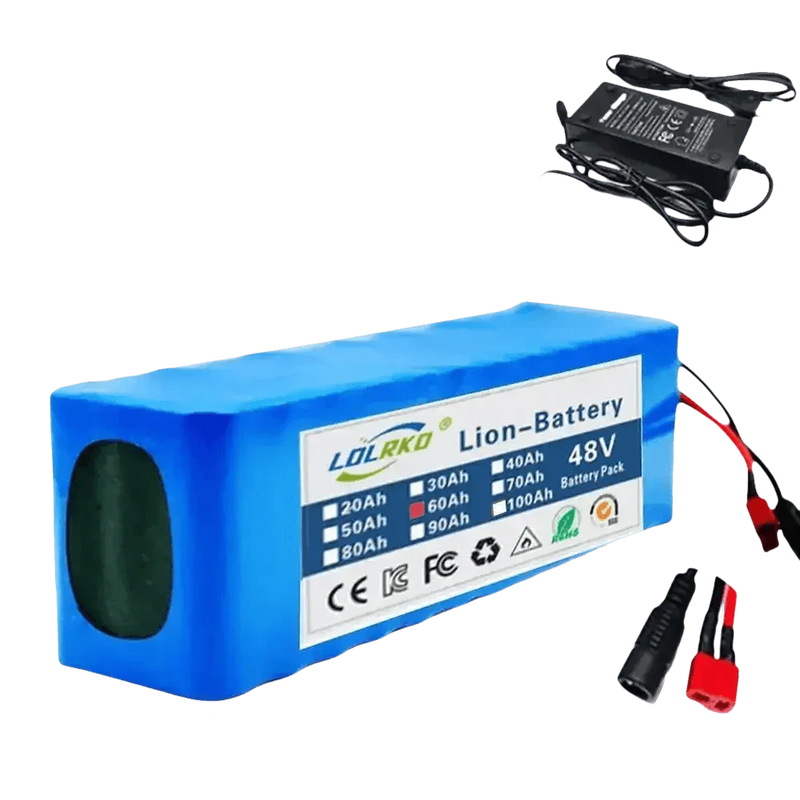 Blue 48V 90Ah Lithium-Ion Battery Pack with Charger Ebike Battery by Shop1103571165 Store