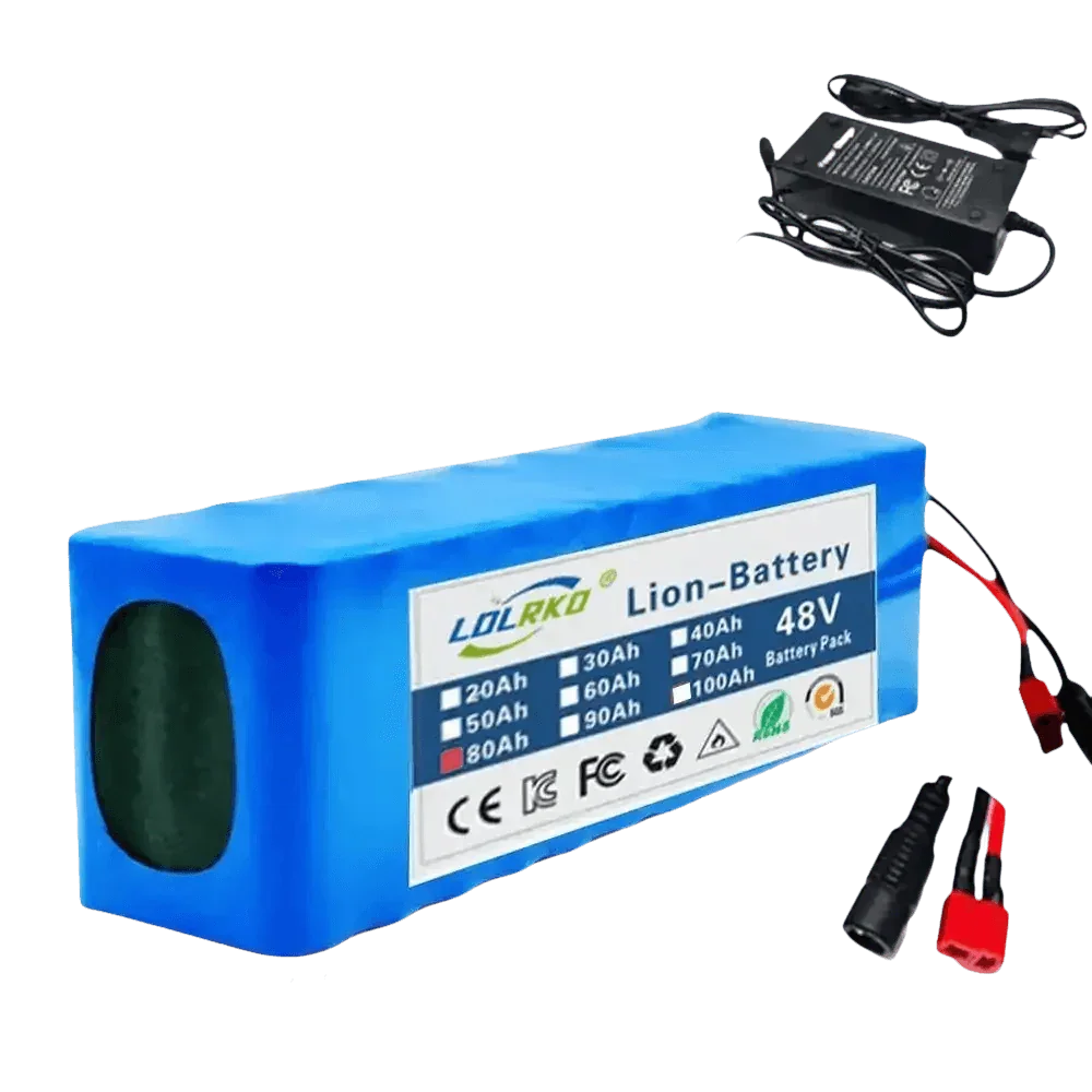 Blue 48V 90Ah Lithium-Ion Battery Pack with Charger Ebike Battery by Shop1103571165 Store