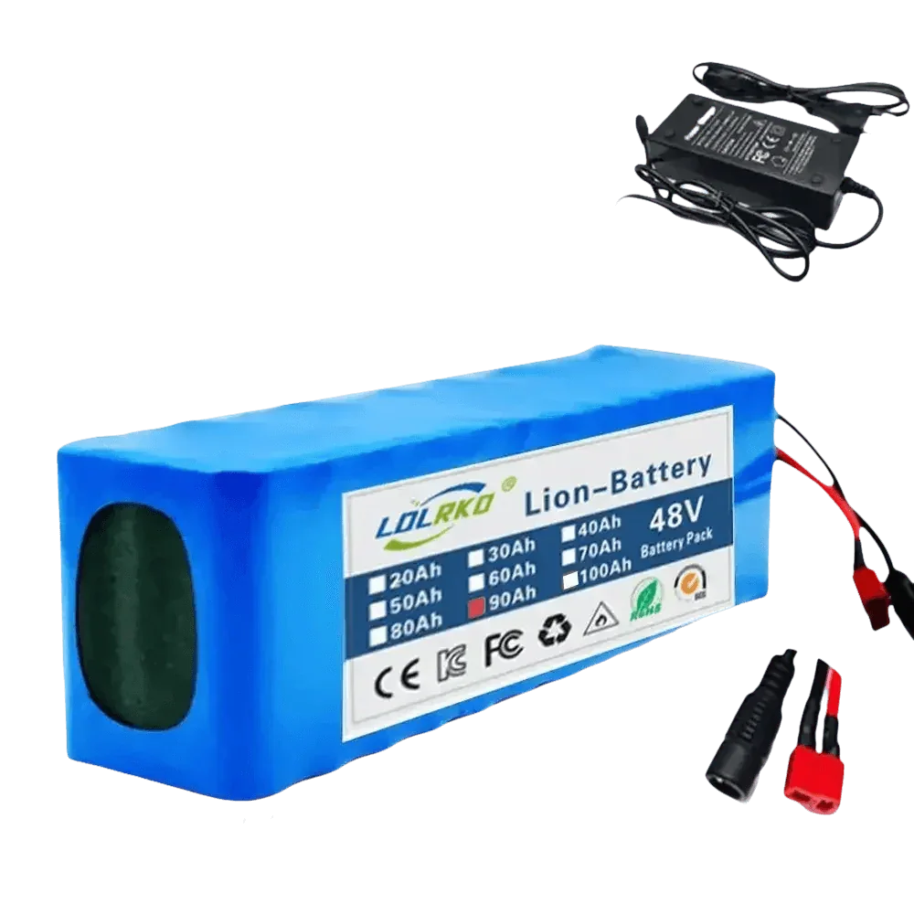 Blue 48V 90Ah Lithium-Ion Battery Pack with Charger - GiFTiFY