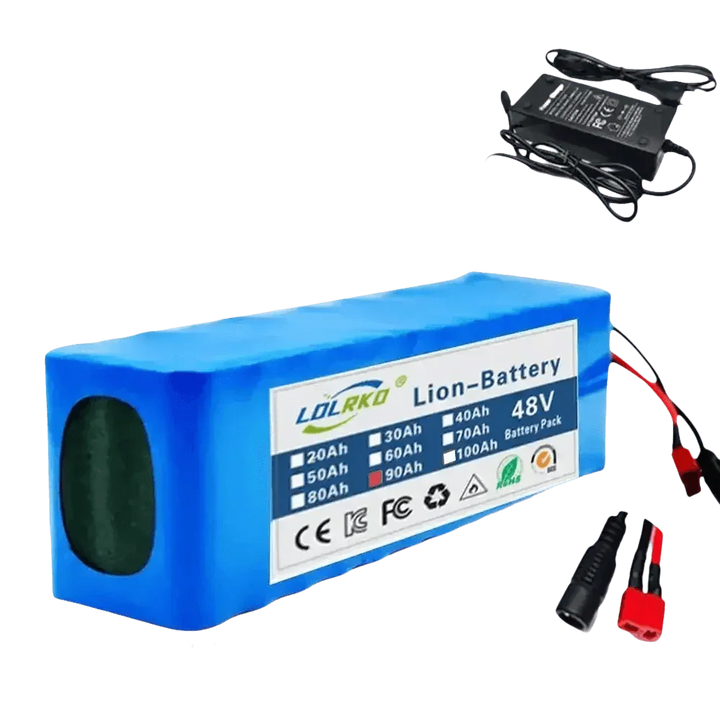 Blue 48V 90Ah Lithium-Ion Battery Pack with Charger - GiFTiFY