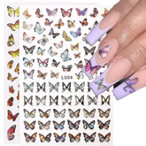 Blue Butterfly Self-Adhesive Nail Stickers Colorful 3D - GiFTiFY