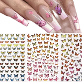 Blue Butterfly Self-Adhesive Nail Stickers Colorful 3D - GiFTiFY
