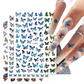 Blue Butterfly Self-Adhesive Nail Stickers Colorful 3D - GiFTiFY