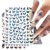 Blue Butterfly Self-Adhesive Nail Stickers Colorful 3D - GiFTiFY