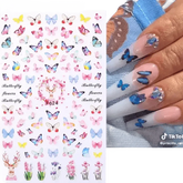 Blue Butterfly Self-Adhesive Nail Stickers Colorful 3D - GiFTiFY