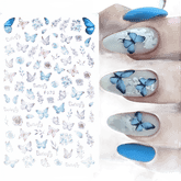Blue Butterfly Self-Adhesive Nail Stickers Colorful 3D - GiFTiFY