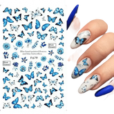 Blue Butterfly Self-Adhesive Nail Stickers Colorful 3D - GiFTiFY