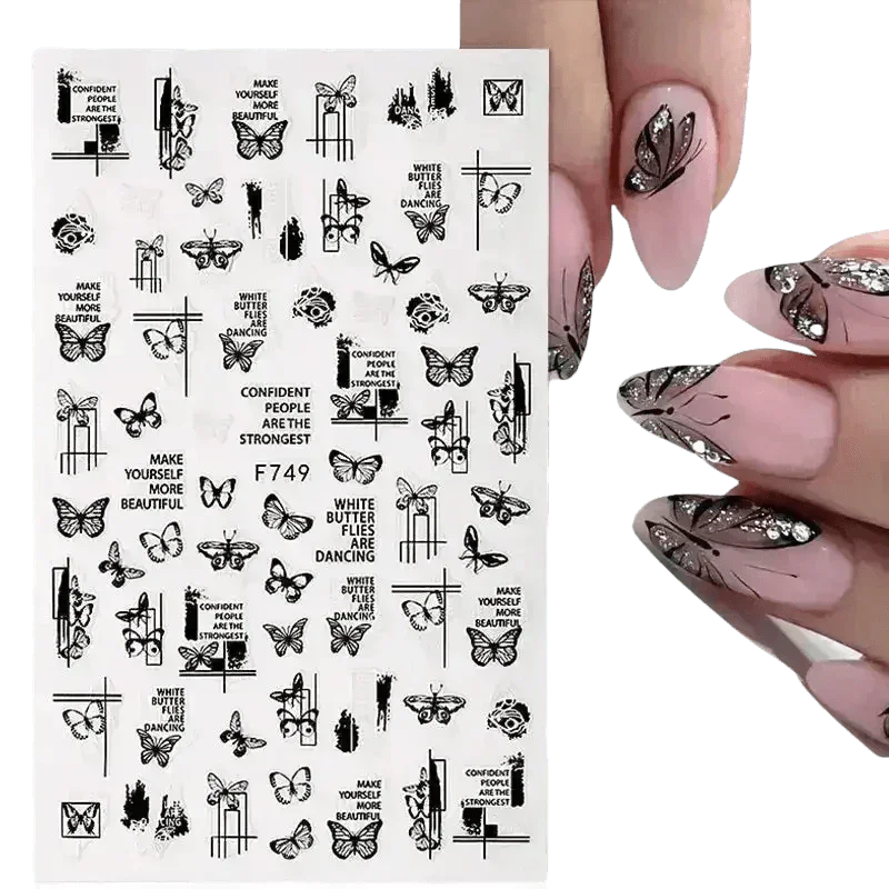 Blue Butterfly Self-Adhesive Nail Stickers Colorful 3D - GiFTiFY