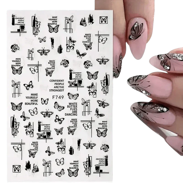 Blue Butterfly Self-Adhesive Nail Stickers Colorful 3D - GiFTiFY