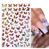 Blue Butterfly Self-Adhesive Nail Stickers Colorful 3D - GiFTiFY