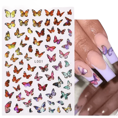 Blue Butterfly Self-Adhesive Nail Stickers Colorful 3D - GiFTiFY