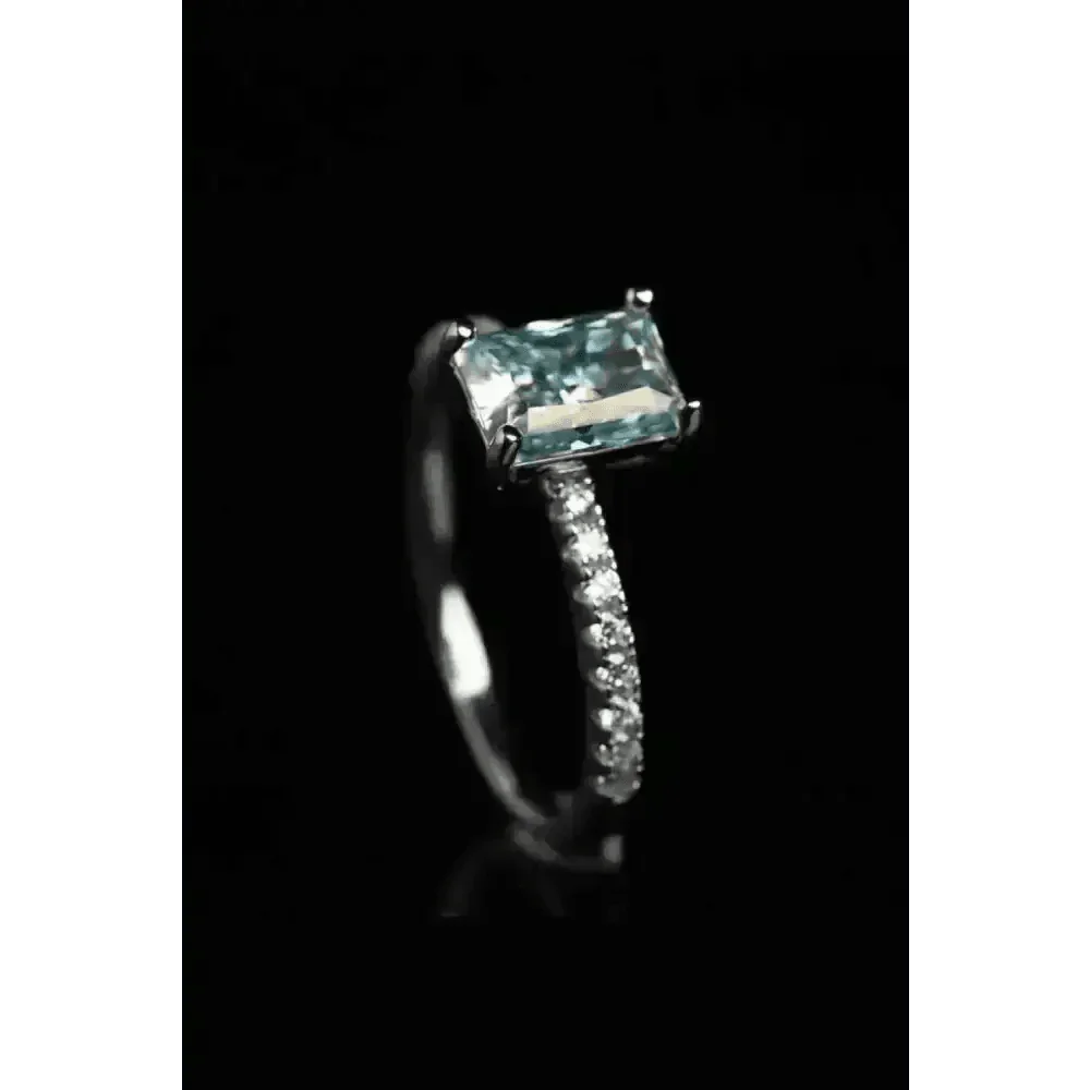 Blue Gemstone 2 Carat Moissanite Ring Jewlery by Trendsi