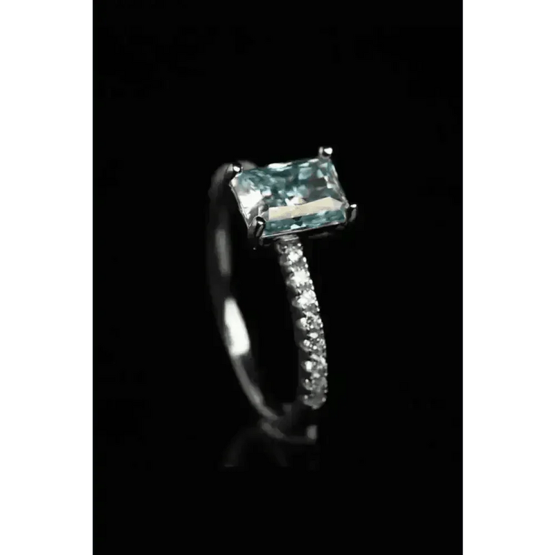 Blue Gemstone 2 Carat Moissanite Ring Jewlery by Trendsi