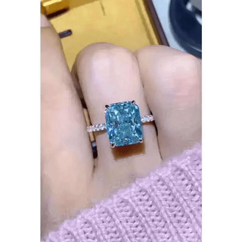 Blue Gemstone 2 Carat Moissanite Ring Jewlery by Trendsi