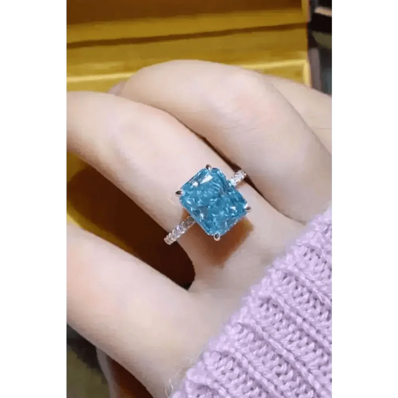 Blue Gemstone 2 Carat Moissanite Ring Jewlery by Trendsi