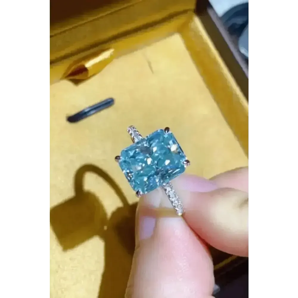 Blue Gemstone 2 Carat Moissanite Ring Jewlery by Trendsi