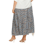 Blue Geometric Pleated Skirt Deep Teal Basic Style Length - GiFTiFY