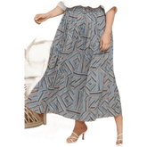 Blue Geometric Pleated Skirt Deep Teal Basic Style Length - GiFTiFY