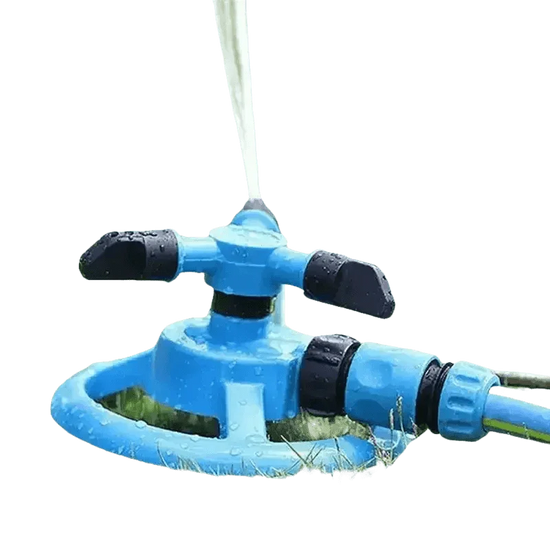 Blue Rotating Garden Sprinklers Watering Grass - GiFTiFY
