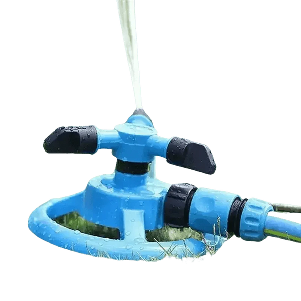 Blue Rotating Garden Sprinklers Watering Grass - GiFTiFY