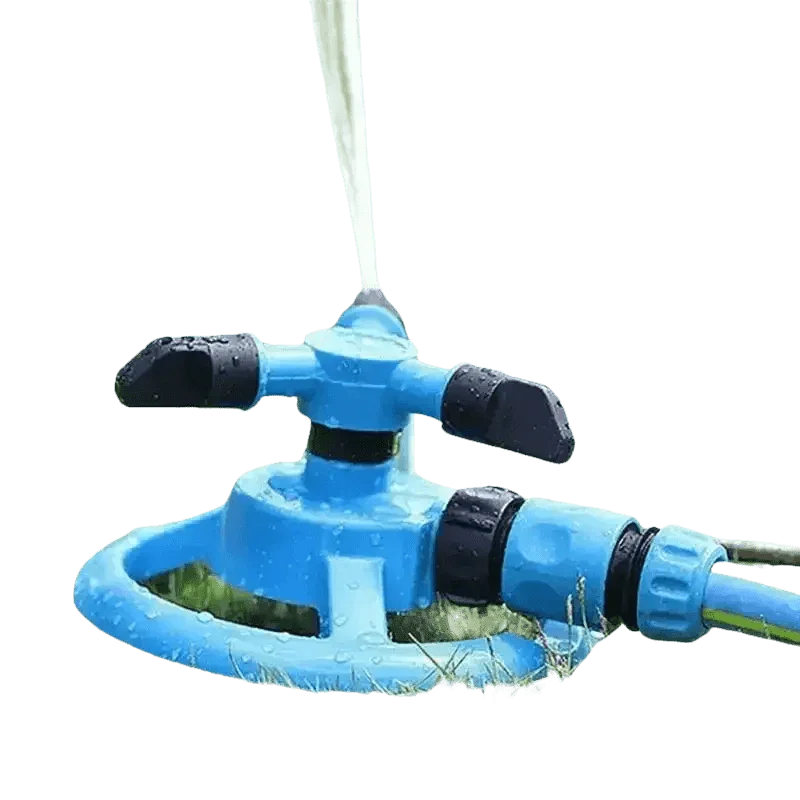 Blue Rotating Garden Sprinklers Watering Grass - GiFTiFY