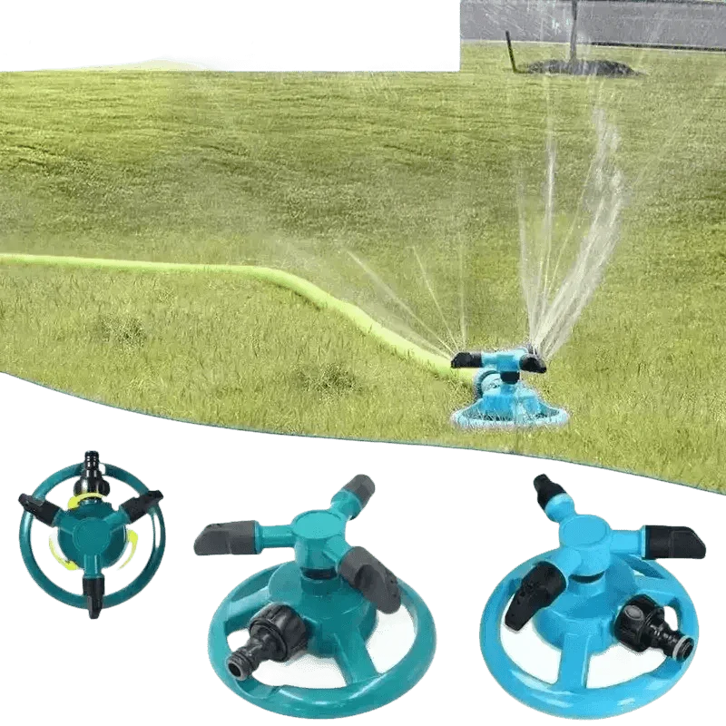 Blue Rotating Garden Sprinklers Watering Grass - GiFTiFY