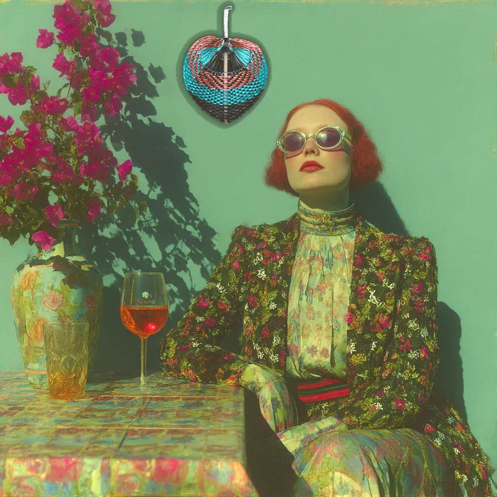 Tricolor Raffia Handmade Fan - GiFTiFY