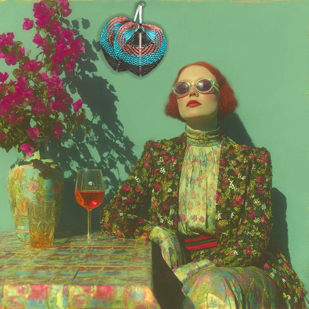 Tricolor Raffia Handmade Fan - GiFTiFY