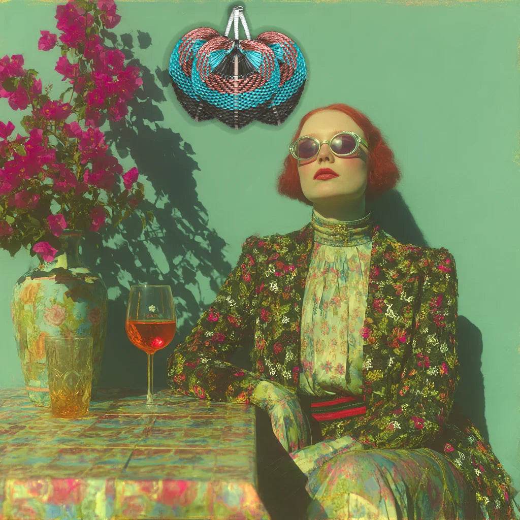 Tricolor Raffia Handmade Fan - GiFTiFY