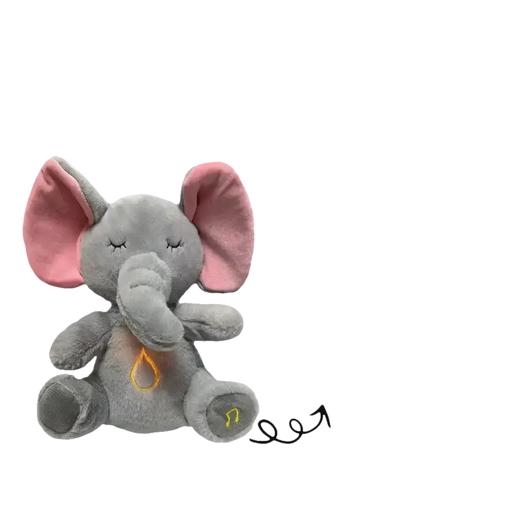 Gray plush elephant with sound and light features.