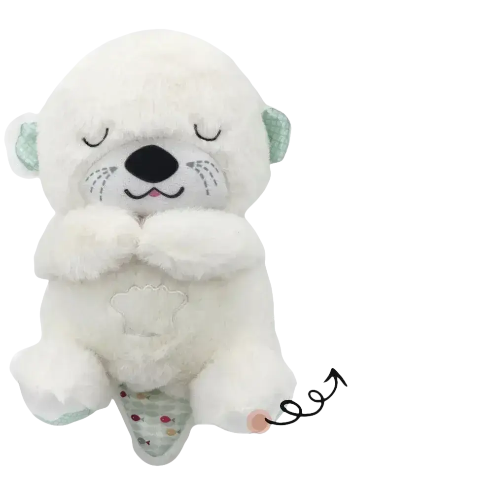 White plush otter toy.