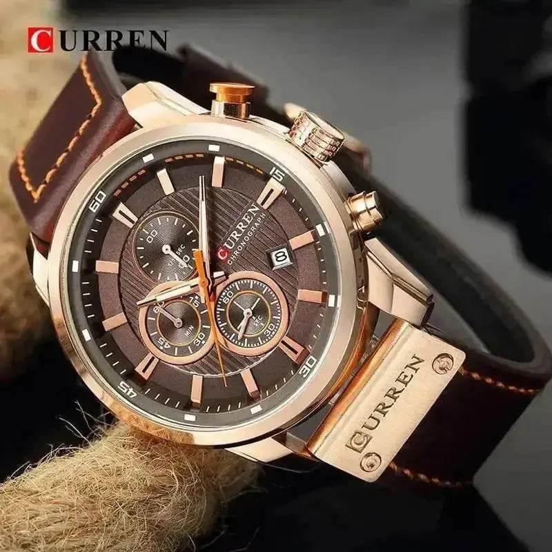 Brown Gold Mens Chronograph Quartz Watch, brown rose gold - GiFTiFY