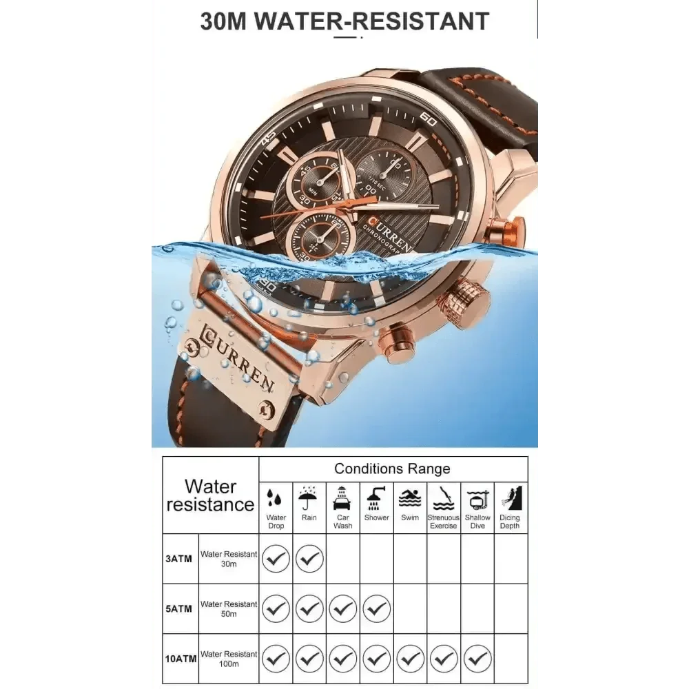 Brown Gold Mens Chronograph Quartz Watch, brown rose gold - GiFTiFY