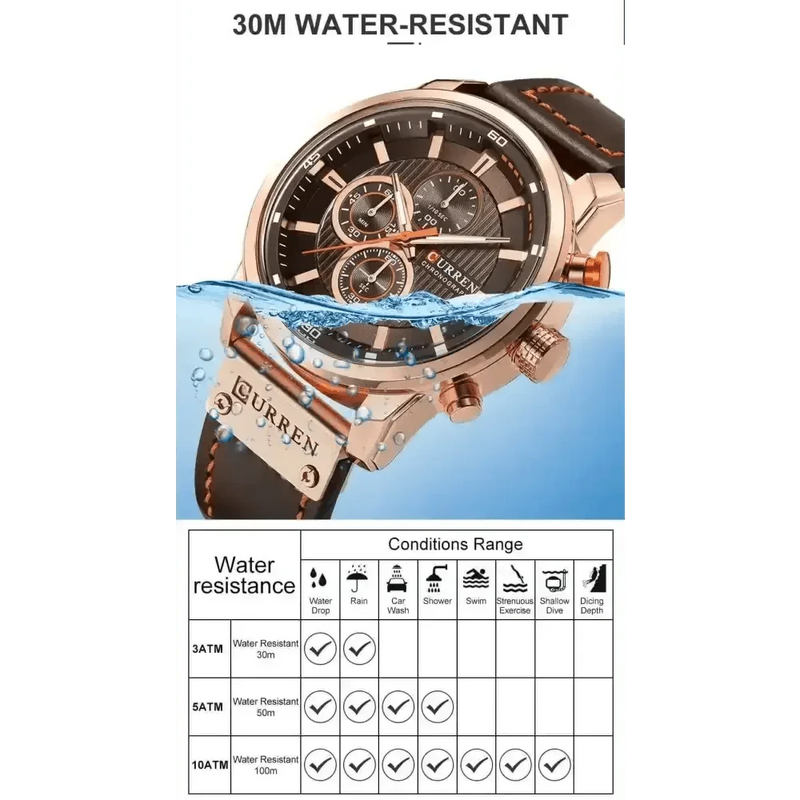 Brown Gold Mens Chronograph Quartz Watch, brown rose gold men's Watches by VANA Trade