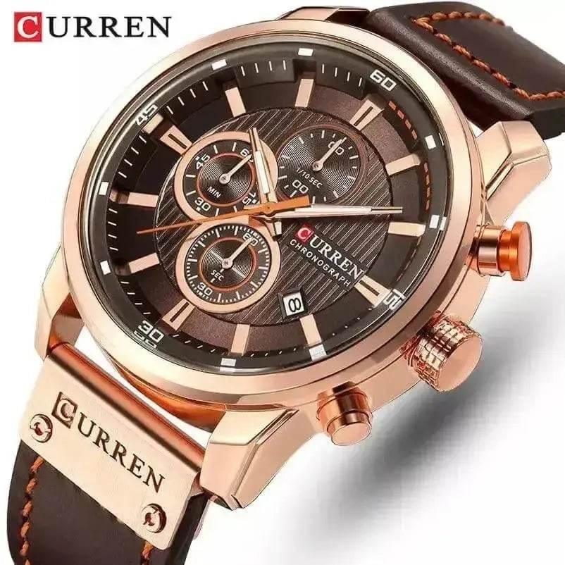 Brown Gold Mens Chronograph Quartz Watch, brown rose gold - GiFTiFY