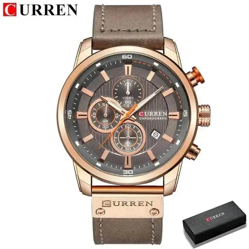 Brown Gold Mens Chronograph Quartz Watch, brown rose gold - GiFTiFY