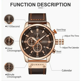 Brown Gold Mens Chronograph Quartz Watch, brown rose gold - GiFTiFY