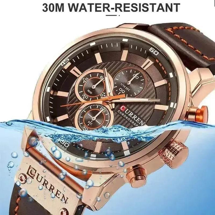 Brown Gold Mens Chronograph Quartz Watch, brown rose gold - GiFTiFY