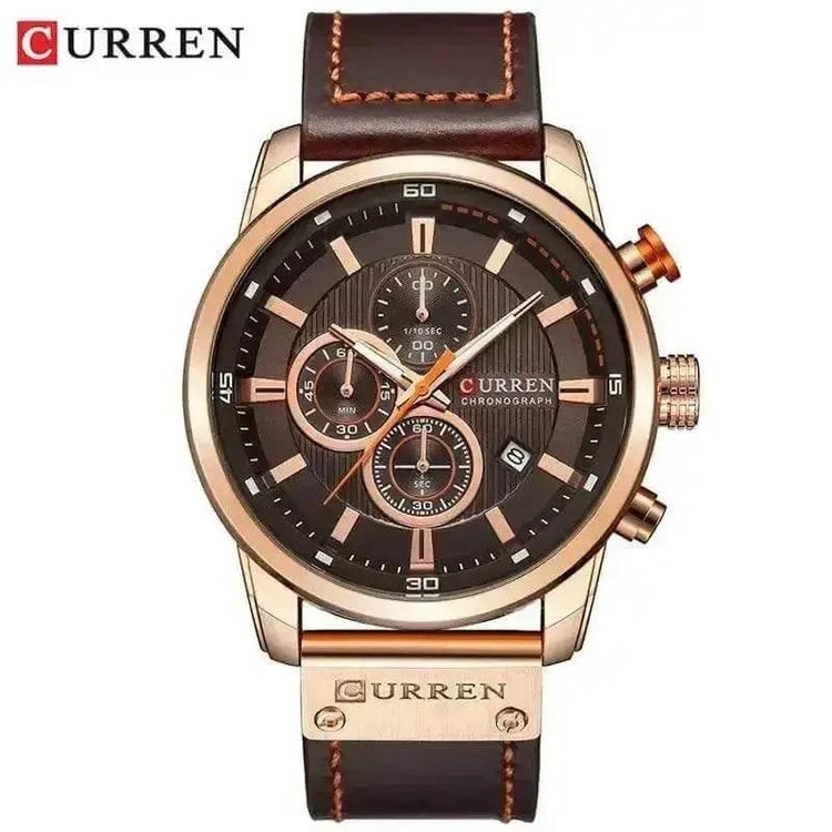 Brown Gold Mens Chronograph Quartz Watch, brown rose gold - GiFTiFY