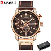 Brown Gold Mens Chronograph Quartz Watch, brown rose gold - GiFTiFY