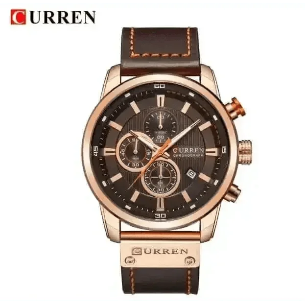 Brown Gold Mens Chronograph Quartz Watch, brown rose gold - GiFTiFY