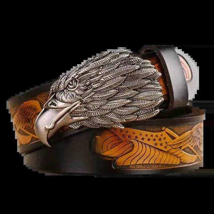 Brown Leather Eagle Belt Mens Fashion - GiFTiFY