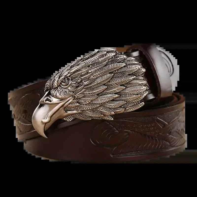 Brown Leather Eagle Belt Mens Fashion - GiFTiFY