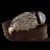 Brown Leather Eagle Belt Mens Fashion - GiFTiFY