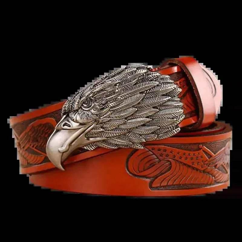 Brown Leather Eagle Belt Mens Fashion - GiFTiFY