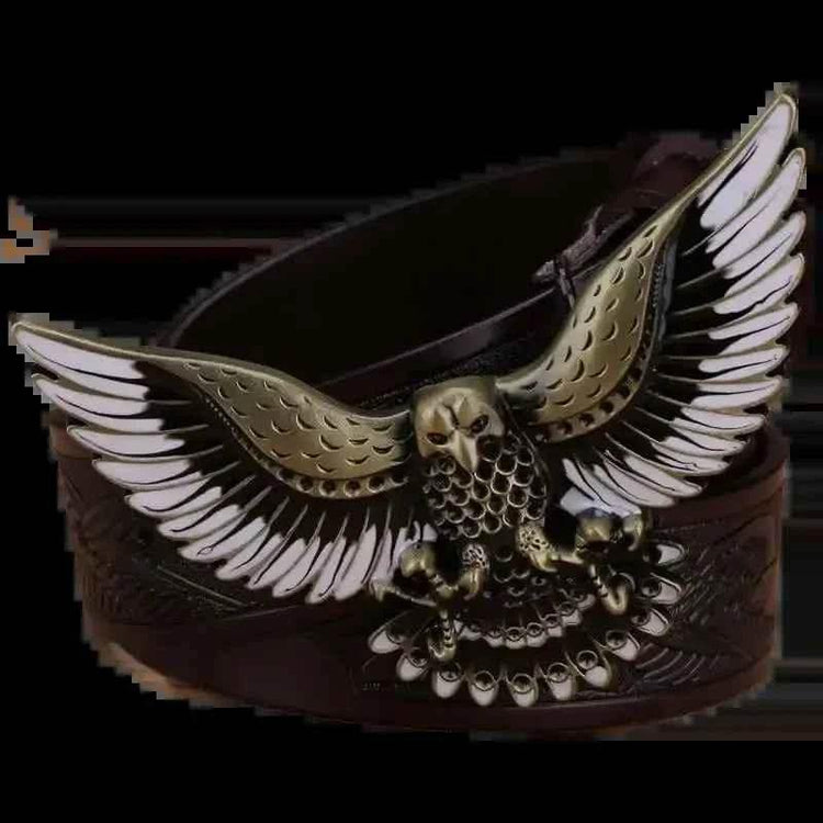 Brown Leather Eagle Belt Mens Fashion - GiFTiFY